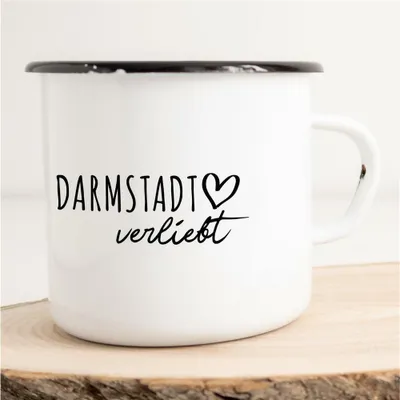 Produktbild von Huuraa Emaille Tasse Darmstadt  Geschenk Kaffeebecher Vintage 300ml Darmstadt  Präsent