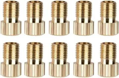 Produktbild von 10 Stück Adapter Französisches Ventil, Fahrradventil Adapter mit Dichtring Ventilkappen Fahrrad Messing Tubeless Fahrrad Zubehör Standpumpe