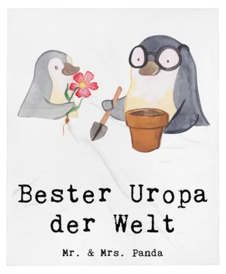 Produktbild von Mr. & Mrs. Panda Kunstfelldecke Pinguin Bester Uropa der Welt - Weiß - Geschenk, Schlafdecke, Sofaüberwurf, Bettdecke, Kuscheldecke, Sofadecke, Kleinigkeit, Tagesdecke
