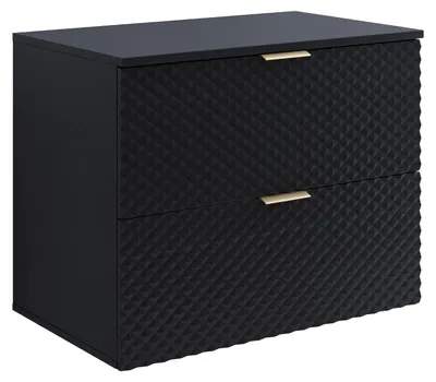 Produktbild von Badplaats Waschbeckenunterschrank Borneo 80 x 49 x 63 cm – Matt Schwarz – Hängender Waschtischunterschrank mit 2 Schubladen