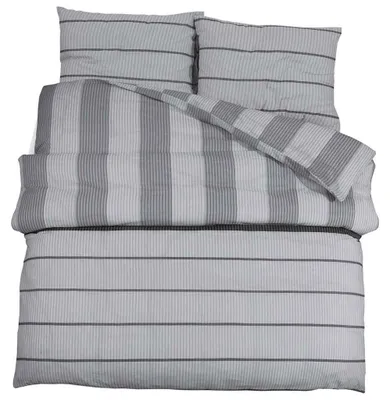 Produktbild von vidaXL Bettwäsche-Set Grau 220x240 cm Baumwolle