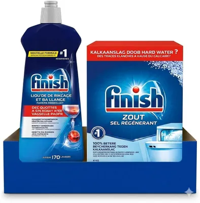 Produktbild von Finish Geschirrspülsalz 4 kg + Finish Klarspüler Zitrone 800 ml