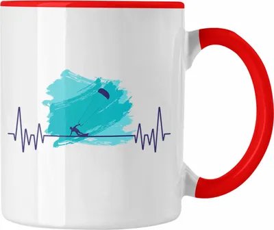 Produktbild von Trendation - Kitsurfing Kitesurf Herzschlag Tasse Geschenk für Kitesurfer Hobby Geschenkidee (Rot)