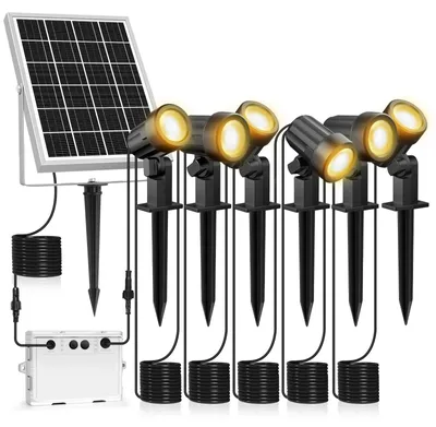 Image de Éclairage de jardin solaire, lumière blanche chaude de 2700K, 3 niveaux de luminosité, 2 modes, étanche IP66