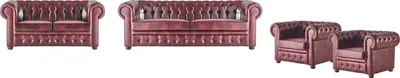 Produktbild von Sofagarnitur Set Couch Chesterfield 3-Sitzer 2-Sitzer Sessel Bordeaux Set 4tlg.
