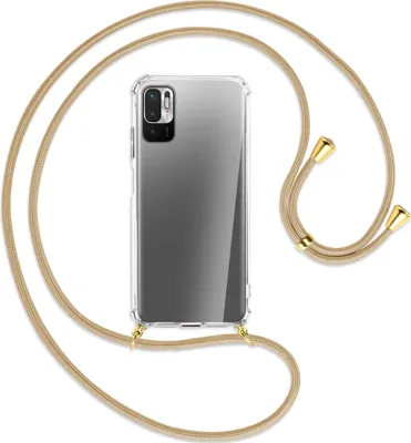 Produktbild von Handykette Backcover-Schutzhülle mit Band (Metall goldfarben) für Xiaomi Redmi Note 10 5G - caramel