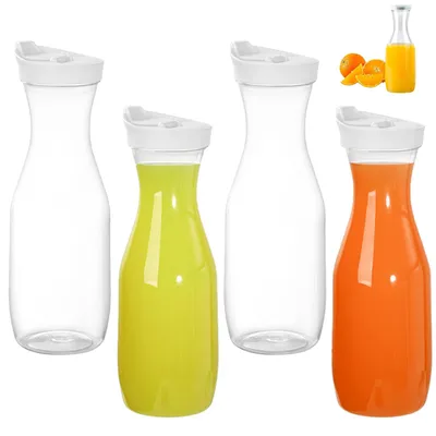 Kunststoff-Karaffe, 1 l, Set mit 4, PET, mit Deckel, unzerbrechlich