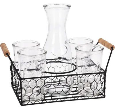 Immagine prodotto di Excellent Houseware set per servire bevande analcoliche, vetro/metallo, 30x17 cm, trasparente/nero