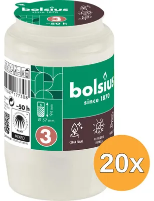 Productafbeelding van 20x Bolsius Herdenkingslicht Compo Nr 3 Transparant (1 stuk)