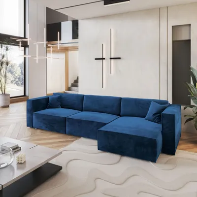 Produktbild von Masseno Ecksofa TOLMO M mit Schlaffunktion L-Form, Sofa mit Bettkasten, Wohnzimmersofa, Couch, Soffa, Bettsofa, Couchgarnitur- Blau, MONOLITH 77