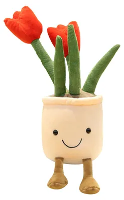 Produktbild von Tulpen-Plüschtier, gute Widerstandsfähigkeit, geruchlos, niedlich, weich, flauschig, Pflanzenornament für Zuhause, Büro, Auto, Dekoration, Geschenke,
