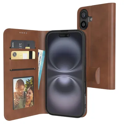 Produktbild von EAZY CASE Business Hülle für Apple iPhone 16 klappbar, Premium Kunstleder Handyhülle mit Kartenfach