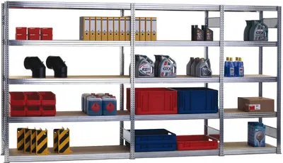 Produktbild von Weitspannregal FALKE | Heavy-Duty | Grundregal | HxBxT 200x88x50cm | 5 Ebenen | Fachlast 350kg | Verzinkt