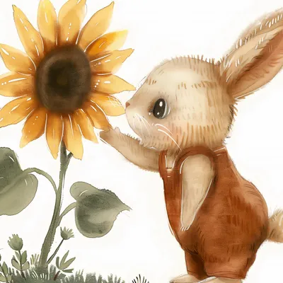 Produktbild von Poster 30x30cm Hase mit Sonnenblume