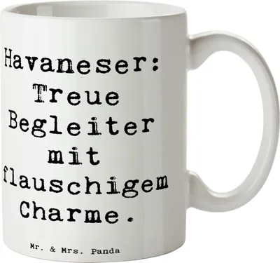 Produktbild von Mr. & Mrs. Panda Trinkbecher Spruch Havaneser Charme - Weiß - Geschenk, Keramikbecher, Pflege, Erziehung, Hundeliebhaber, Hunderassen, niedlicher Hund, Teetasse, Becher
