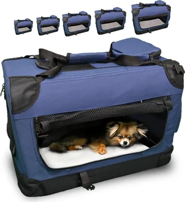 Produktbild von Transporttasche Hundebox faltbar Hundetasche für Katze Haustiere 70x52x52 L blau