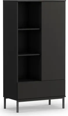 Produktbild von Regalschrank QUERTY QT-03 Regal Vitrine Schrank Bücherregal Wohnzimmerschrank Push-to-Open Grifflos Modern (Schwarz Matt)