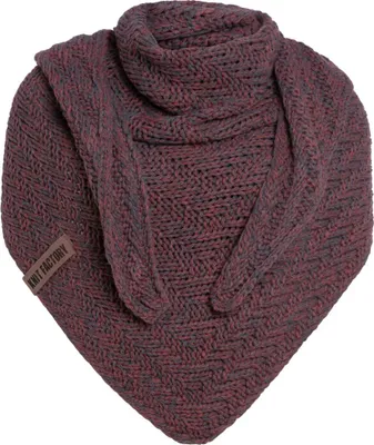 Zdjęcie produktu dla Szalik trójkątny Knit Factory Sally 220x85 cm Gładki Antracyt Czerwony