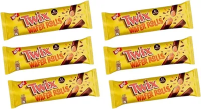 Produktbild von 6x Twix Wafer Rolls – Knusprige Karamell-Schokoladen-Riegel (6x 22.5g) +Heartforcards  Versandschtz