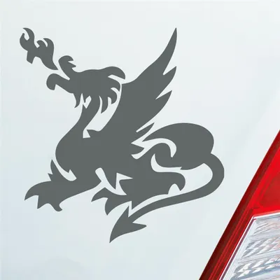 Produktbild von Auto Aufkleber Chinesischer Drache Dragon Fire 10x9,5 cm Grau Sticker Heckscheibenaufkleber