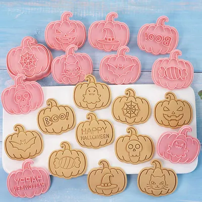 Produktbild von Kürbis-Ausstechformen, 10 Stück, Kürbis-Ausstechformen, Halloween-Ausstechformen, Halloween-Fondant-Ausstechformen für Kinder