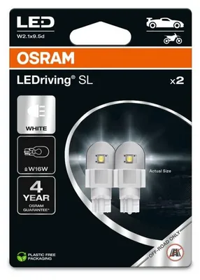 Image de 2 Ampoules LAMPE LED LEDriving SL W16W White 6000K ECO PACKAGING Osram 921DWP-2BL