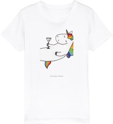Produktbild von Mr. & Mrs. Panda Kleinkinder T-Shirt Einhorn Cocktail 7-8 Jahre (122/128) - Weiß - Geschenk, Lustig, Bio Kinder, Sekt, Kindershirt, Organic, Party, Kurzarm, Caipirinha