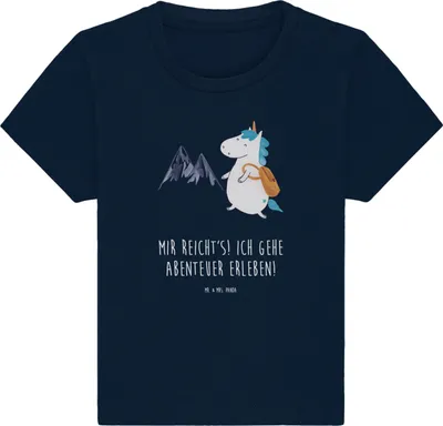 Produktbild von Mr. & Mrs. Panda Organic Baby Shirt Einhorn Bergsteiger 0. - 6. Monat - French Navy - Geschenk, Unicorn, Abenteuer, Berge, T-Shirt, , Baumwollshirt, Einhörner, Urlaub