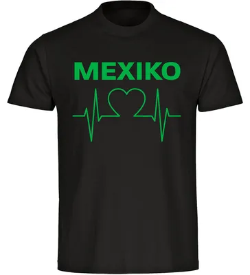 Produktbild von multifanshop Herren T-Shirt - Mexiko - Herzschlag, schwarz, Größe L