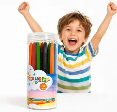 Produktbild von Buntstifte Set 24 Stück, bunte Wachsmalkreiden für Kinder