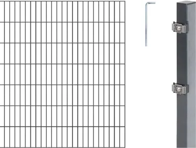 Produktbild von Alberts Doppelstabmatten Zaun, Höhe 140 cm, Länge 12 m, Zaun-Komplettset zum Einbetonieren, anthrazit, Pfosten 60x40 mm
