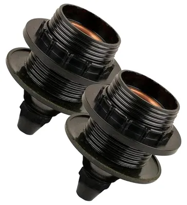 Produktbild von Lampenschirmfassung E27 schwarz mit Ringflansch 2 Stück aus Kunststoff