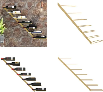 Produktbild von vidaXL Wand Weinregal für 7 Flaschen Golden Metall - Weinregal - Weinregale - Wand-Weinregal - Wand-Flaschenregal