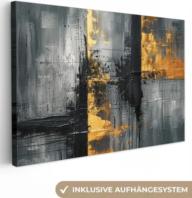 Obrázek produktu pro OneMillionCanvasses® - Obrazy na plátně - Moderní - Zlatá - Šedá - Vzorované, nástěnný obraz, nástěnná dekorace Obývací pokoj, 120x80cm