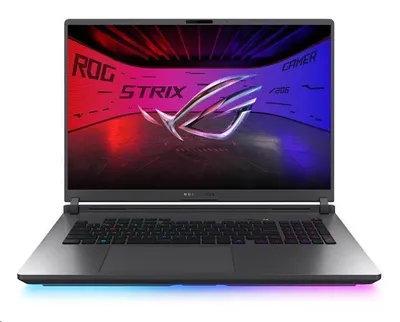 Image de Ordinateur portable ASUS ROG Strix G18 (modèle G815LM-TT156WZ), processeur Intel Core i9-290HX, écran 18 pouces, résolution 2560 x 1600, 32 Go de RAM, disque SSD de 1 To, carte graphique RTX 5060, système d'exploitation Windows 11 Home, couleur : gris