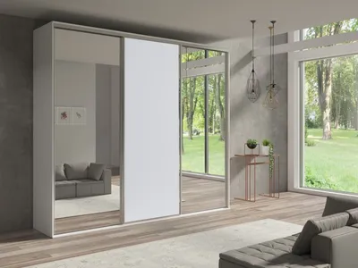Obrázek produktu pro Šatní skříň 277 cm se zrcadly AMBOY 10 - bílá
