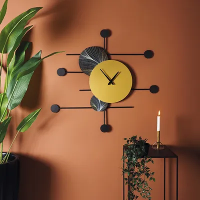Image de Wallity, APS139LCA, horloge murale, dorée, 100 % ACIER, 36 x 99 cm