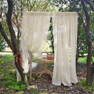 Immagine prodotto di Set da 2 tende in voile effetto lino, semitrasparenti, con passanti per l'asta, per soggiorno e camera da letto, L130xA250 cm
