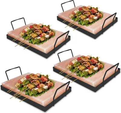 Obrázok produktu pre TolleTour Soľný kameň s držiakom Grilovací soľný kameň 30x20x3cm Set Yakiniku CHEF BBQ XL Grilovanie 4X