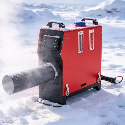 Obrázok produktu pre UISEBRT 8 kW dieselový ohrievač, 12V, čierne LCD displej, čierno-červené puzdro, mobilný dieselový ohrievač s diaľkovým ovládaním, ohrievač do dielne