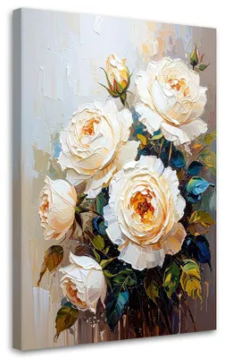 Immagine prodotto di Quadro su tela, Rose bianche Fiori Bouquet - 80x120