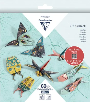 Produktbild von Clairefontaine 5x Origami, Pack. 60 Blatt in 3 Formaten, Thema Insekten - 95366C