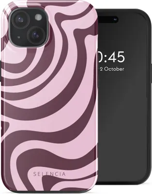 Zdjęcie produktu dla Selencia Vivid Backcover z MagSafe dla Apple iPhone 15 - Wavy Swirl Pink Plum