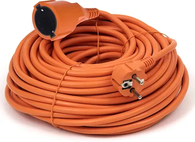 Immagine prodotto di Cavo di prolunga 50m cavo di alimentazione SCHUKO IP44 cavo da giardino V13 con blocco di sicurezza per bambini, colore arancione