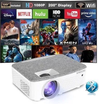 Produktbild von Projektor, WiFi Projector 120 -Zoll -Bildschirm, 7500 Lumen Wlan Bluetooth Support 1080p Video, HiFi -Lautsprecher, kompatibler Fire Stick, Smartphone