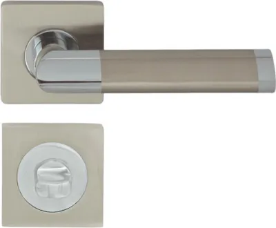 A door handle set with a square rosette and a WC lock mechanism, shown against a white background.