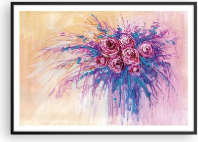 Produktbild von Gerahmtes Poster - Schwarzer Rahmen - Blumenstrauß Blumen Rosen - 100x70 cm - Wand Bild - Wanddeko - Wandbilder - Kunstposter - Wandposter - Bilderrahmen - Bilder - Kunstdruck - P2BAA100x70-4465