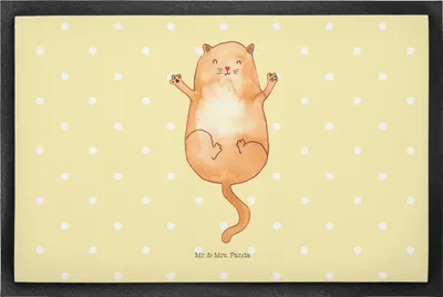 Produktbild von Mr. & Mrs. Panda Bodenvorleger Katze Umarmen 40 x 60 cm - Gelb Pastell - Geschenk, Haustier, Familie, Katzen, Schmutzfangmatte, Liebe, Schmutzmatte, fußmatte, Fussmatte
