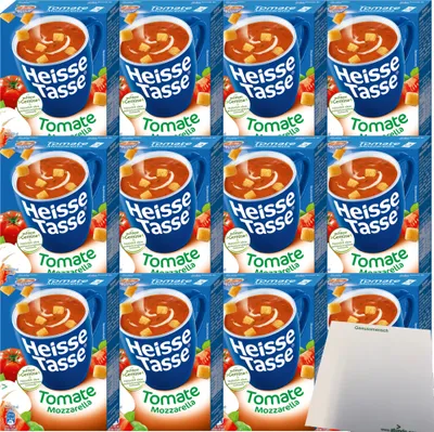Produktbild von Heisse Tasse Tomate-Mozzarellasuppe 12er Pack (36 Beutel a 17,8g) + usy Block