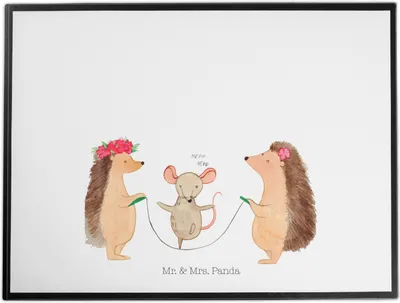 Produktbild von Mr. & Mrs. Panda schreibtischunterlage Igel Seilhüpfen - Weiß - Geschenk, Maus, Lustige Sprüche, schreibauflage, bastelunterlage, Schreibunterlage, Seilspringen, Kinder